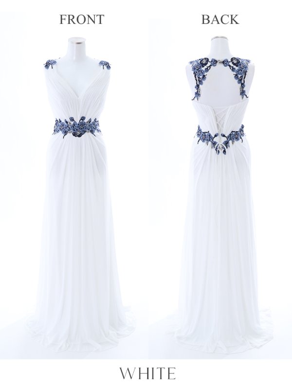 画像13: 【Lip line/リップライン】フラワー刺繍/ チュール/ ギャザー/ スピンドル/ ロングドレス/ キャバドレス long[HC03]