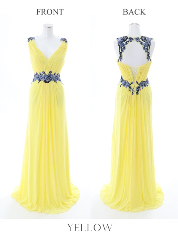 画像12: 【Lip line/リップライン】フラワー刺繍/ チュール/ ギャザー/ スピンドル/ ロングドレス/ キャバドレス long[HC03]