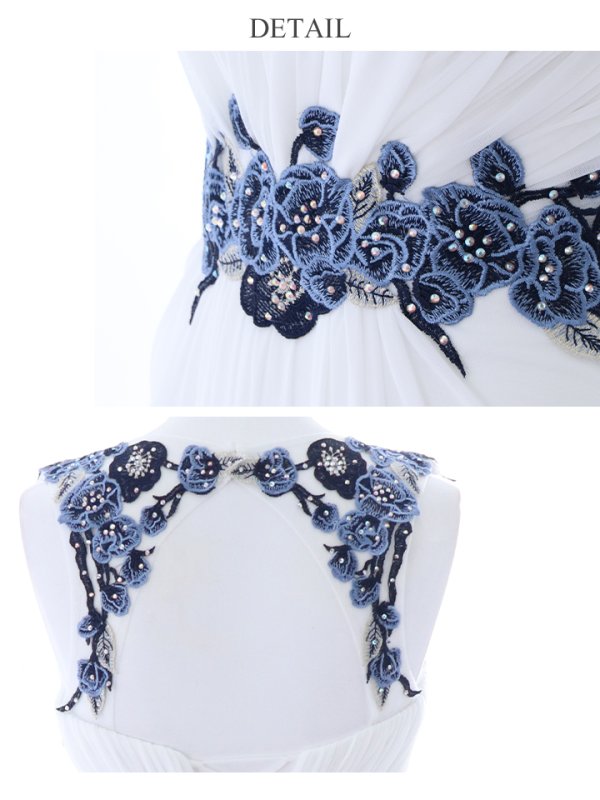 画像15: 【Lip line/リップライン】フラワー刺繍/ チュール/ ギャザー/ スピンドル/ ロングドレス/ キャバドレス long[HC03]