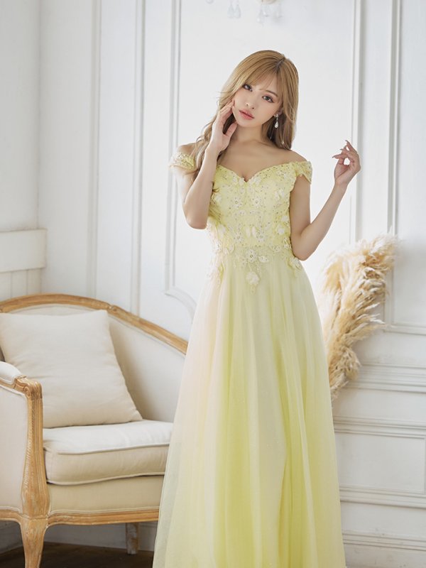 画像3: 【Lip line/リップライン】フラワー刺繍/ Aライン/ ラメ/ チュール/ ロングドレス/ キャバドレスlong[HC03]