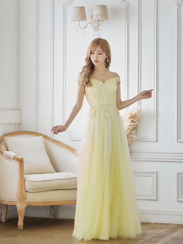 画像5: 【Lip line/リップライン】フラワー刺繍/ Aライン/ ラメ/ チュール/ ロングドレス/ キャバドレスlong[HC03]