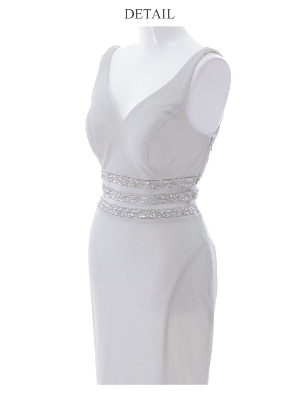 画像7: 【Lip line/リップライン】ストレッチ/ ラインデザイン/ スピンドル/ ラメ/ ノースリーブ/ スリット/ タイト/ ロングドレス/ キャバドレス long[HC03]