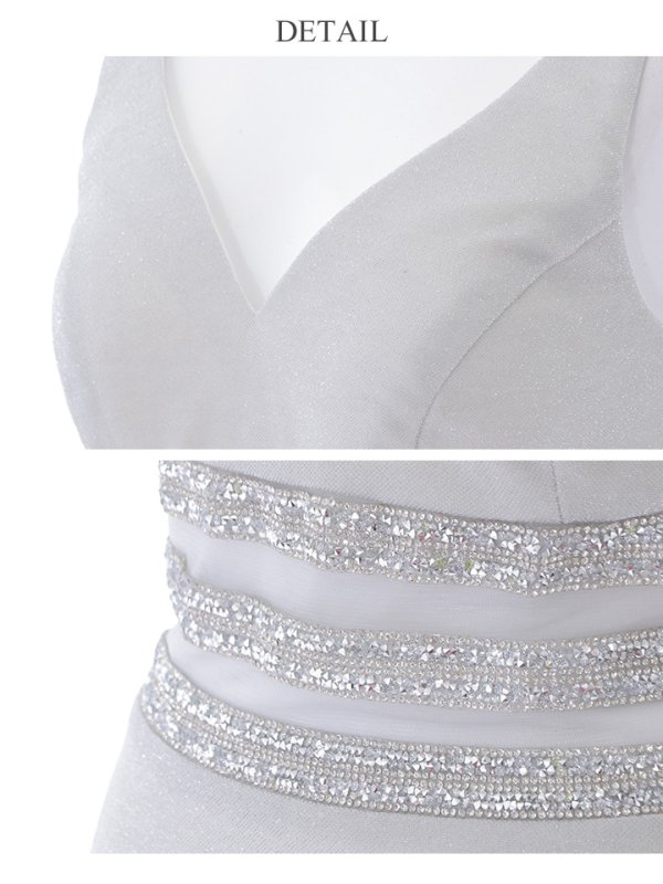 画像8: 【Lip line/リップライン】ストレッチ/ ラインデザイン/ スピンドル/ ラメ/ ノースリーブ/ スリット/ タイト/ ロングドレス/ キャバドレス long[HC03]