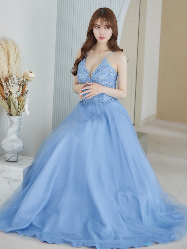 画像7: 【Lip line/リップライン】デザイン刺繍レース/ スピンドル/ メッシュ切り替え/ Aライン/ ロングドレス/ キャバドレス long[HC03]