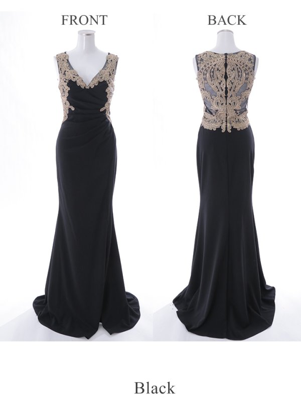 画像14: 【Lip line/リップライン】レース刺繍/ タック/ スリット/ ノースリーブ/ ストレッチ/ ロングドレス/ キャバドレス long[HC03]