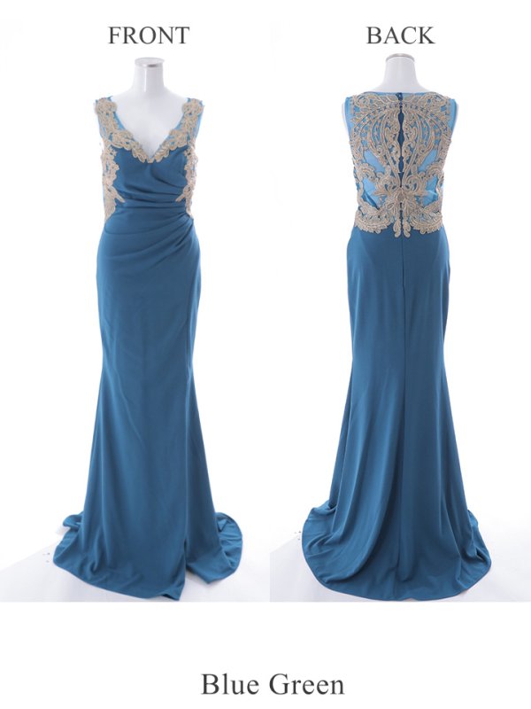 画像15: 【Lip line/リップライン】レース刺繍/ タック/ スリット/ ノースリーブ/ ストレッチ/ ロングドレス/ キャバドレス long[HC03]