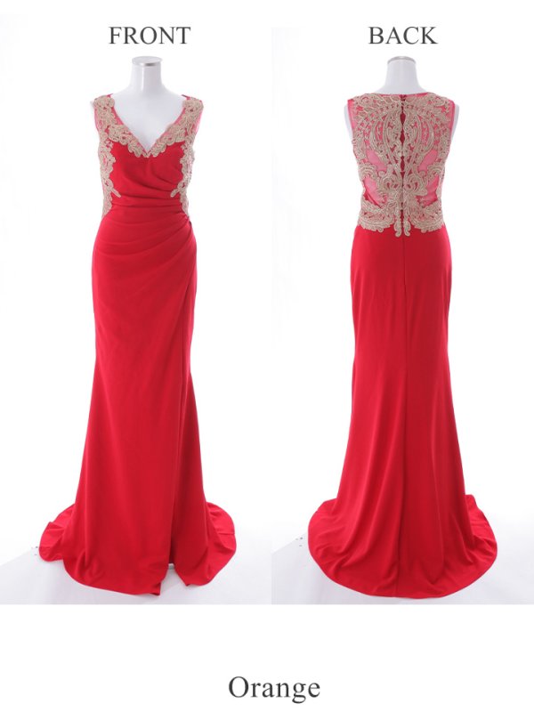 画像16: 【Lip line/リップライン】レース刺繍/ タック/ スリット/ ノースリーブ/ ストレッチ/ ロングドレス/ キャバドレス long[HC03]