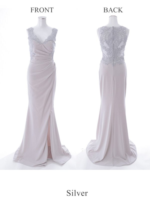 画像17: 【Lip line/リップライン】レース刺繍/ タック/ スリット/ ノースリーブ/ ストレッチ/ ロングドレス/ キャバドレス long[HC03]