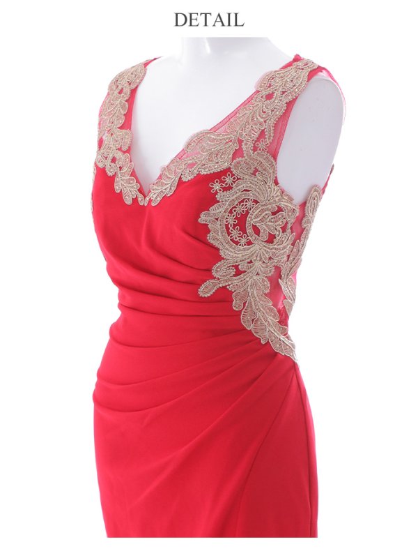 画像19: 【Lip line/リップライン】レース刺繍/ タック/ スリット/ ノースリーブ/ ストレッチ/ ロングドレス/ キャバドレス long[HC03]