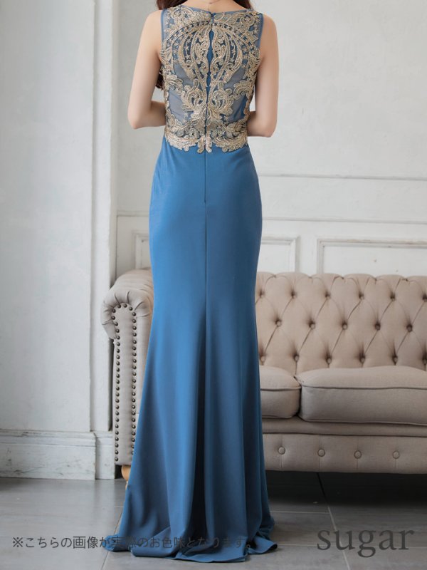 画像9: 【Lip line/リップライン】レース刺繍/ タック/ スリット/ ノースリーブ/ ストレッチ/ ロングドレス/ キャバドレス long[HC03]