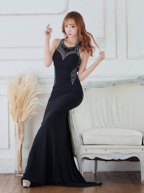 画像7: 【Lip line/リップライン】ワンカラー/ レース/ ノースリーブ/ タイト/ ロングドレス/ キャバドレス[HC03]