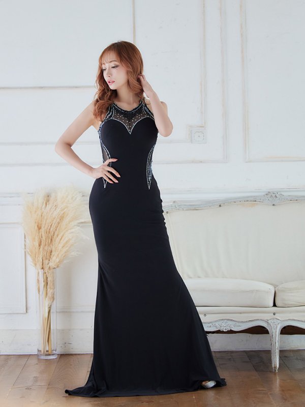 画像8: 【Lip line/リップライン】ワンカラー/ レース/ ノースリーブ/ タイト/ ロングドレス/ キャバドレス[HC03]