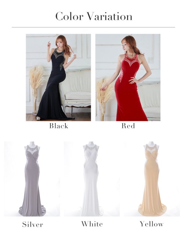 画像16: 【Lip line/リップライン】ワンカラー/ レース/ ノースリーブ/ タイト/ ロングドレス/ キャバドレス[HC03]