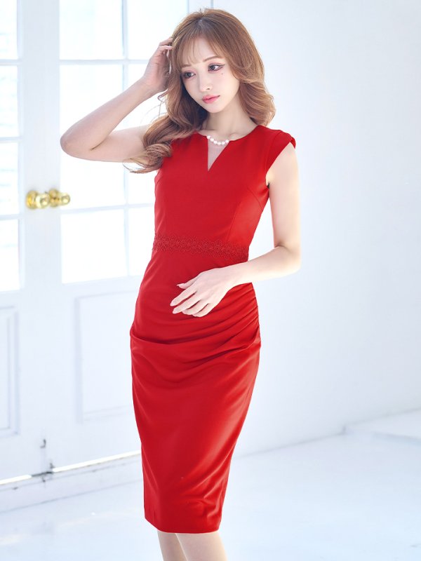 画像33: Lサイズあり【VANESSA HEART / ヴァネッサハート】【OF05】ノースリーブ/ パール/ タック/ ワンカラー/ タイト/ ひざ丈/ ミディアムドレス/ ワンピース/ キャバドレス