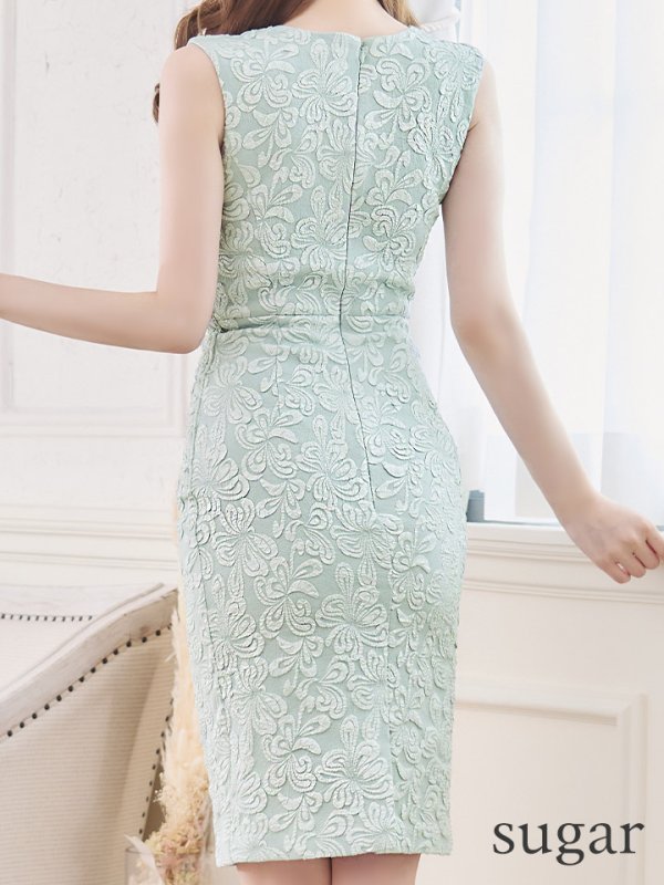 画像12: Lサイズあり【VANESSA HEART / ヴァネッサハート】【OF05】フクレジャガード/ 膨れジャガード/ ノースリーブ/ タック/ タイト/ ひざ丈/ ミディアムドレス/ キャバドレス