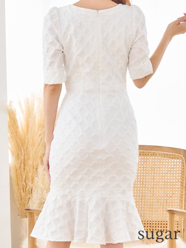 画像21: Lサイズあり【VANESSA HEART / ヴァネッサハート】【OF05】チェック/ 袖あり/ 半袖/ レース/ マーメイド/ 膝丈/ ミディアムドレス/ キャバドレス