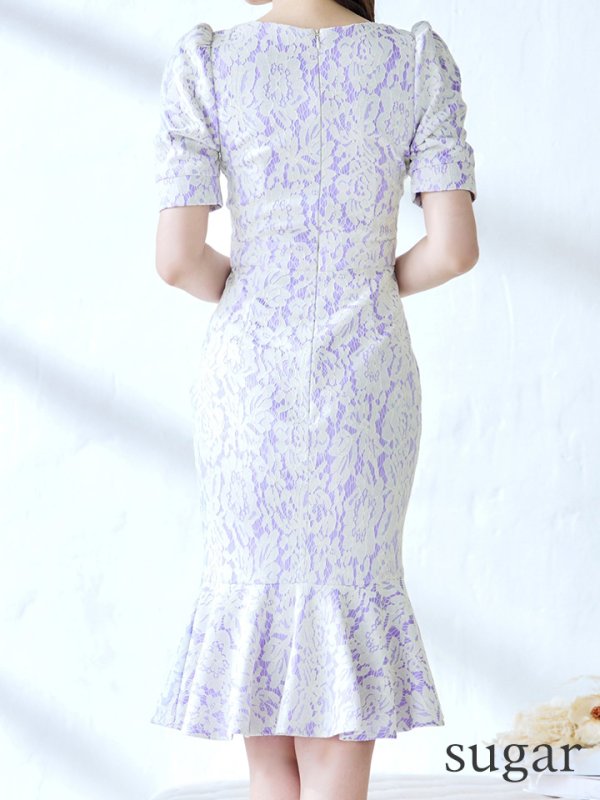 画像18: Lサイズあり【VANESSA HEART / ヴァネッサハート】【OF05】フラワーレース/ ワンカラー/ 半袖/ 袖あり/ タイト/ 膝丈/ ワンピース/ ミディアムドレス/ キャバドレス