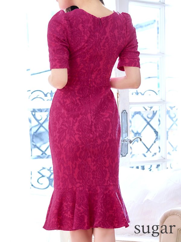 画像27: Lサイズあり【VANESSA HEART / ヴァネッサハート】【OF05】フラワーレース/ ワンカラー/ 半袖/ 袖あり/ タイト/ 膝丈/ ワンピース/ ミディアムドレス/ キャバドレス