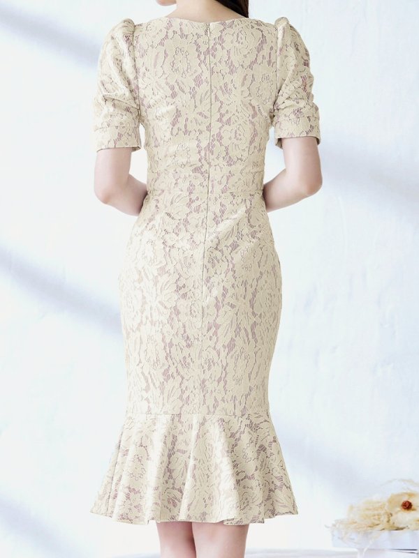 画像30: Lサイズあり【VANESSA HEART / ヴァネッサハート】【OF05】フラワーレース/ ワンカラー/ 半袖/ 袖あり/ タイト/ 膝丈/ ワンピース/ ミディアムドレス/ キャバドレス