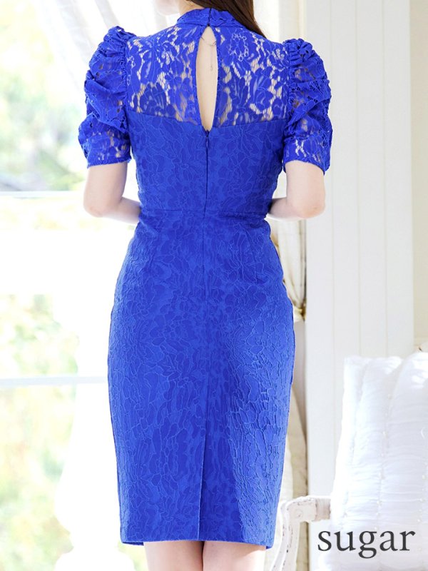 画像34: Lサイズあり【VANESSA HEART / ヴァネッサハート】【OF05】総レース/ ネックリボン/ 半袖/ 袖あり/ タイト/ ミディアムドレス/ キャバドレス