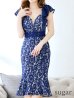 画像20: Lサイズあり【VANESSA HEART / ヴァネッサハート】【OF05】 マーメイド/ フラワーレース/ フリル/ ワンカラー/ シアー/ タイト/ 膝丈/ ミディアムドレス/ キャバドレス