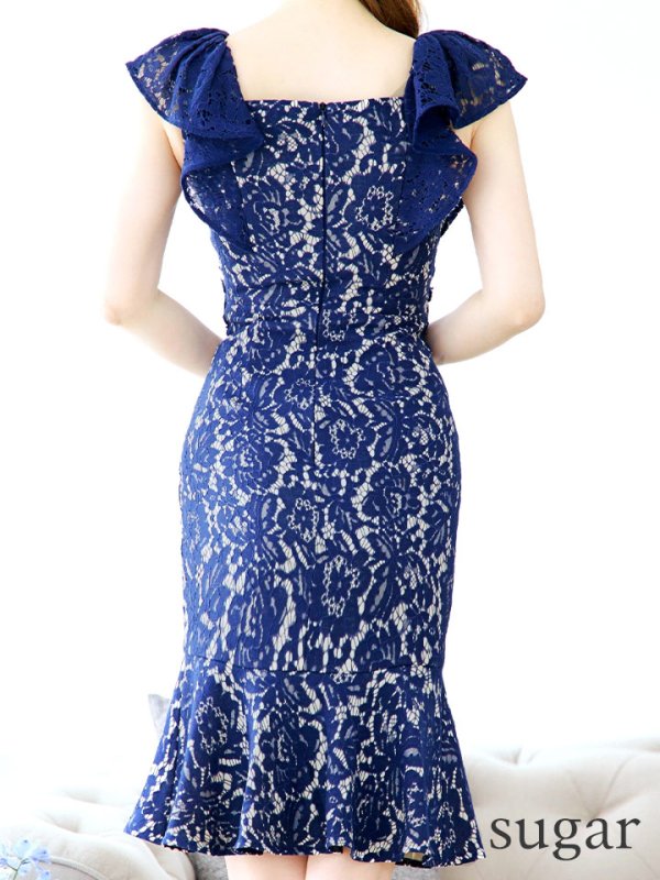 画像21: Lサイズあり【VANESSA HEART / ヴァネッサハート】【OF05】 マーメイド/ フラワーレース/ フリル/ ワンカラー/ シアー/ タイト/ 膝丈/ ミディアムドレス/ キャバドレス