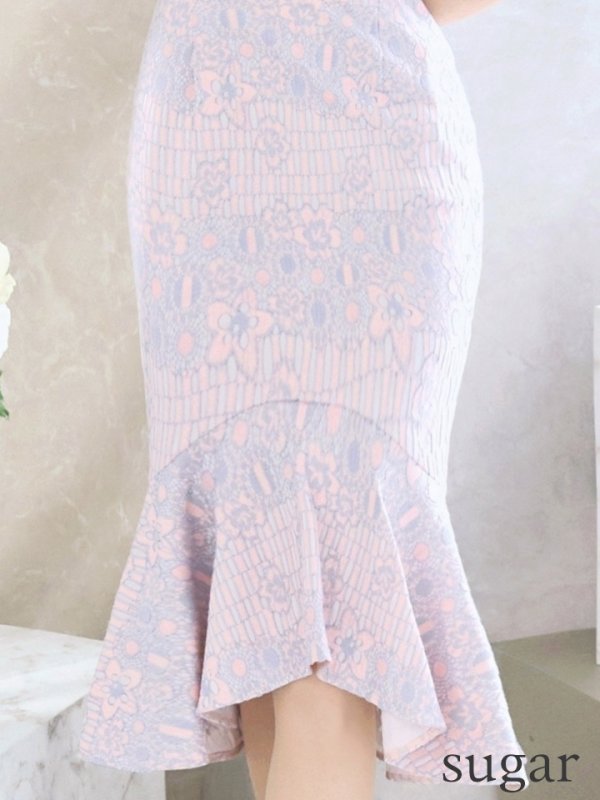 画像42: Lサイズあり【VANESSA HEART / ヴァネッサハート】【OF05】 総レース/ パール/ マーメイド/ 袖あり/ 半袖/ 膝丈/ ミディアムドレス/ キャバドレス