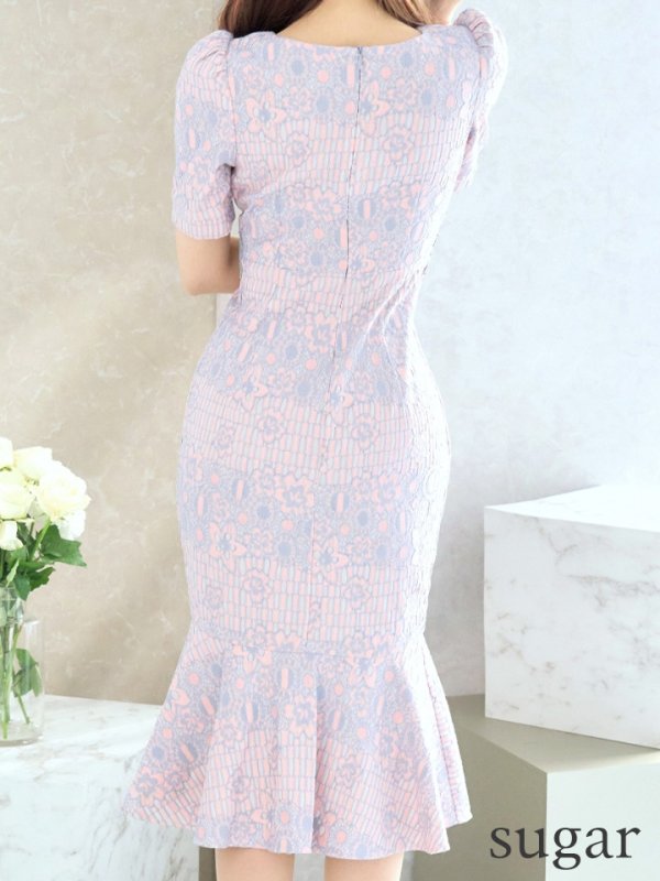 画像40: Lサイズあり【VANESSA HEART / ヴァネッサハート】【OF05】 総レース/ パール/ マーメイド/ 袖あり/ 半袖/ 膝丈/ ミディアムドレス/ キャバドレス