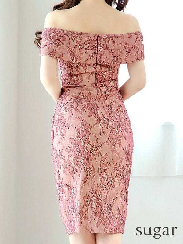 画像30: Lサイズあり【VANESSA HEART / ヴァネッサハート】【OF05】 オフショル/ フラワーレース/ タック/ ひざ丈/ タイト/ ミディアムドレス/ キャバドレス