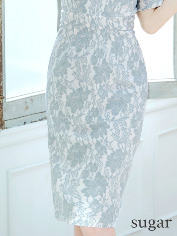 画像29: Lサイズあり【VANESSA HEART / ヴァネッサハート】【OF05】 総レース/ バストカットアウト/ 袖あり/ 半袖/ タイト/ 膝丈/ ミディアムドレス/ キャバドレス