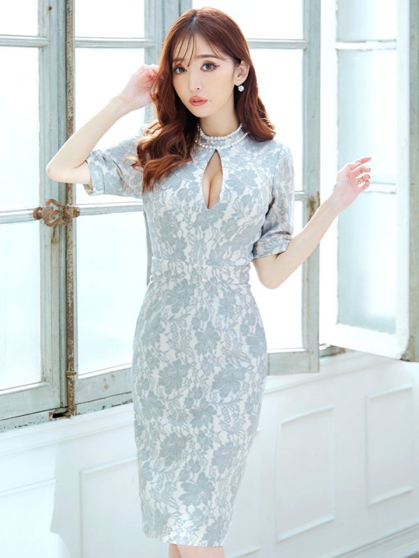 画像23: Lサイズあり【VANESSA HEART / ヴァネッサハート】【OF05】 総レース/ バストカットアウト/ 袖あり/ 半袖/ タイト/ 膝丈/ ミディアムドレス/ キャバドレス