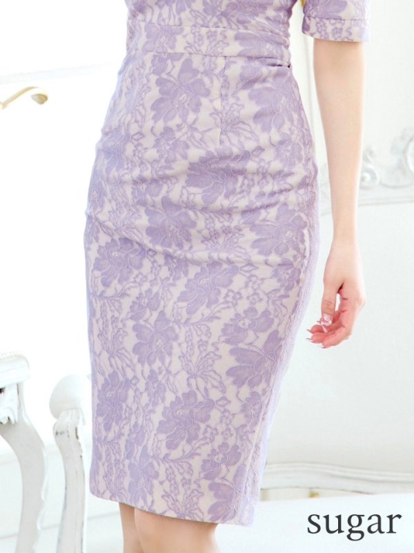 画像40: Lサイズあり【VANESSA HEART / ヴァネッサハート】【OF05】 総レース/ バストカットアウト/ 袖あり/ 半袖/ タイト/ 膝丈/ ミディアムドレス/ キャバドレス