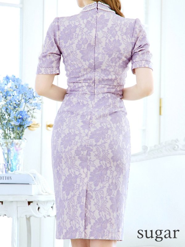 画像38: Lサイズあり【VANESSA HEART / ヴァネッサハート】【OF05】 総レース/ バストカットアウト/ 袖あり/ 半袖/ タイト/ 膝丈/ ミディアムドレス/ キャバドレス