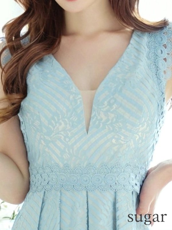 画像20: Lサイズあり【VANESSA HEART / ヴァネッサハート】【OF05】ノースリーブ/ シアー/ 総レース/ プリーツ/ ワンカラー/ ワンピース/ ミディアムドレス/ キャバドレス