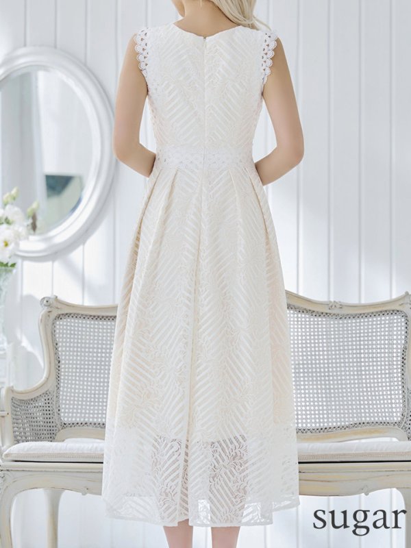 画像30: Lサイズあり【VANESSA HEART / ヴァネッサハート】【OF05】ノースリーブ/ シアー/ 総レース/ プリーツ/ ワンカラー/ ワンピース/ ミディアムドレス/ キャバドレス