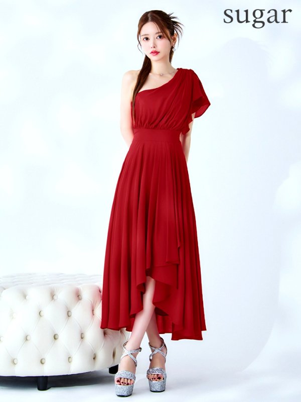 ダークレッド モデル:ゆめ 身長:160cm 着用サイズ:8号(Sサイズ)