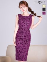 XLサイズあり【VANESSA HEART / ヴァネッサハート】【OF05】総柄/ フラワー/ サイドタック/ ノースリーブ/ タイト/ ひざ丈/ ミディアムドレス/ キャバドレス