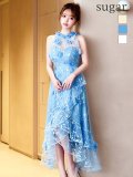 Lサイズあり【VANESSA HEART / ヴァネッサハート】総レース/ 刺繍/ 花柄/ アメスリ/ シアー/ フリル/ ティアード/ ストレッチ/ ひざ丈/ フレア/ ミディアムドレス/ キャバドレス【OF05】