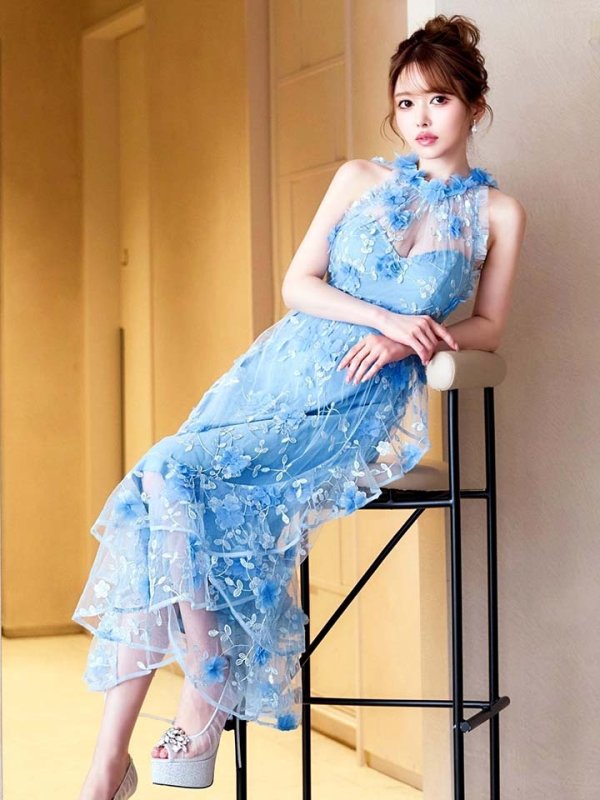 パウダーブルー　モデル：ゆめ　身長：160cm　着用サイズ：８号(Sサイズ)