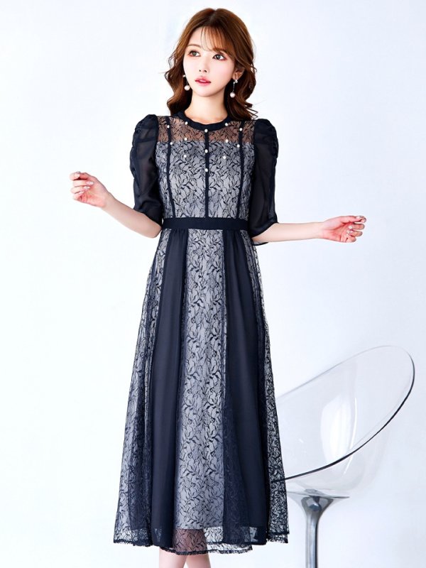 ネイビー モデル:ゆめ 身長:160cm 着用サイズ:8号(Sサイズ)