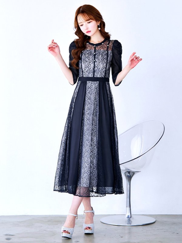 ネイビー モデル:ゆめ 身長:160cm 着用サイズ:8号(Sサイズ)