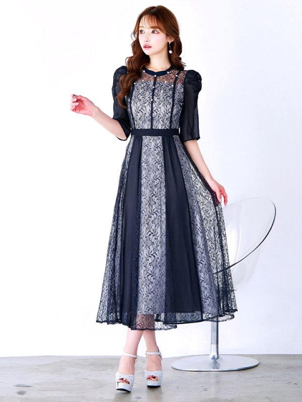 ネイビー モデル:ゆめ 身長:160cm 着用サイズ:8号(Sサイズ)