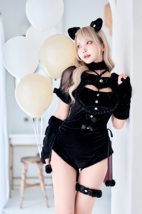 画像8: 【即日発送】【ハロウィンコスプレ9点セット】ベルベットキャットレオタード【Malymoon/マリームーン】	[HC03]