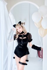 【即日発送】【ハロウィンコスプレ9点セット】ベルベットキャットレオタード【Malymoon/マリームーン】	[HC03]