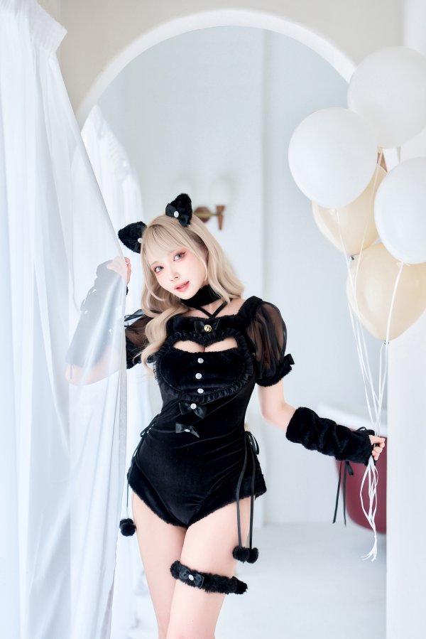画像10: 【即日発送】【ハロウィンコスプレ9点セット】ベルベットキャットレオタード【Malymoon/マリームーン】	[HC03]