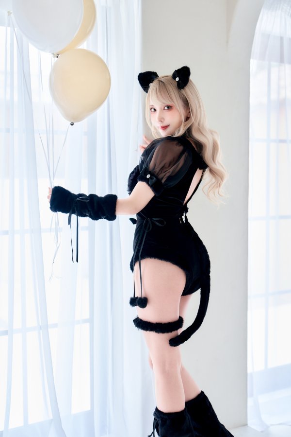 画像11: 【即日発送】【ハロウィンコスプレ9点セット】ベルベットキャットレオタード【Malymoon/マリームーン】	[HC03]