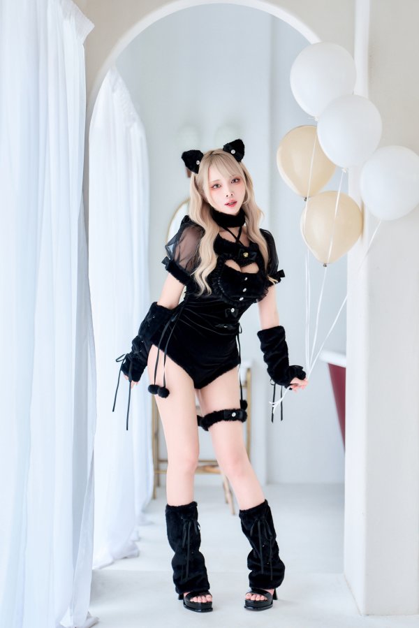 画像6: 【即日発送】【ハロウィンコスプレ9点セット】ベルベットキャットレオタード【Malymoon/マリームーン】	[HC03]