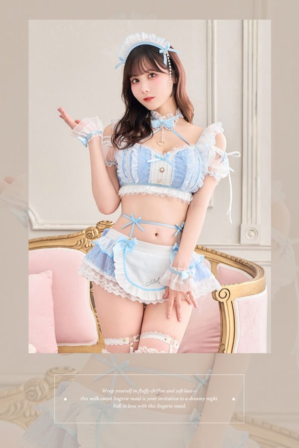 画像3: 【即日発送】【ハロウィンコスプレ8点セット】ミルクシフォンランジェリーメイド【Malymoon/マリームーン】[HC03]