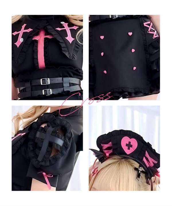 画像5: 【即日発送】【送料無料！】シルキークロスエッジヴァンパイアナース【ハロウィンコスプレ8点セット】【Malymoon/マリームーン】【2サイズ/2カラー】[HC03]