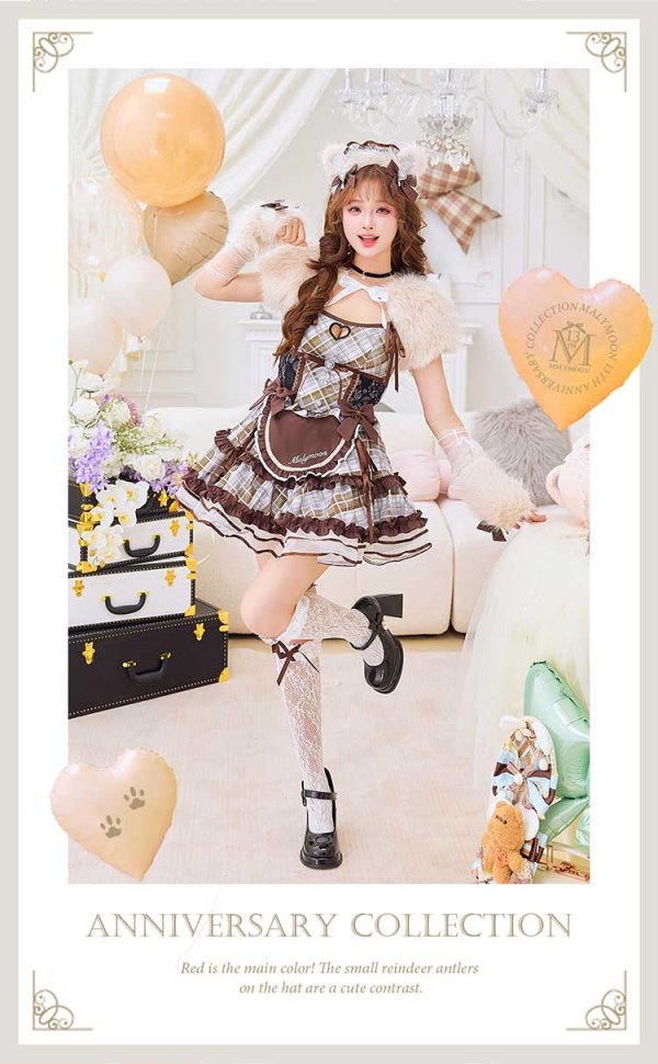 画像3: 【即日発送】ハニーベアチェックメイド【Malymoon/マリームーン】【ハロウィンコスプレ13点セット】【フリーサイズ/ワンカラー】[HC03]